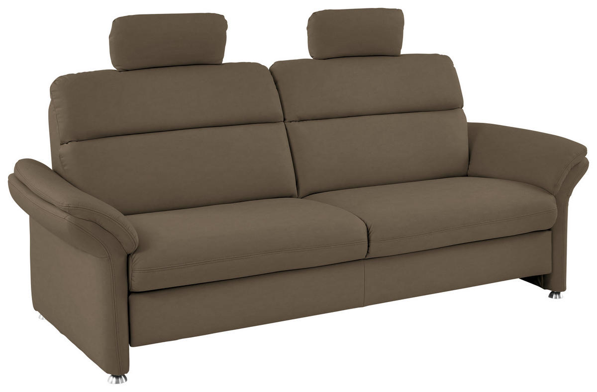 3-SITZER-SOFA in Echtleder Grau  - Alufarben/Grau, Konventionell, Leder/Metall (228/96/92cm) - Beldomo Premium