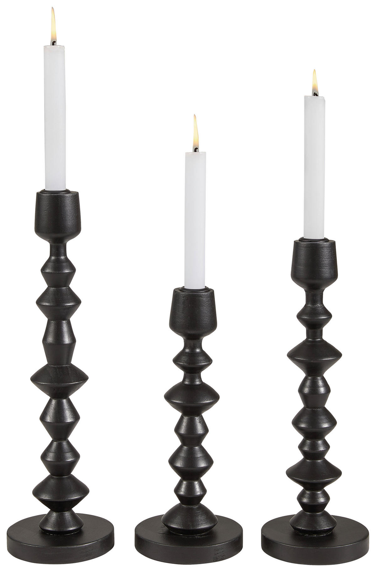 KERZENHALTER - Schwarz, Design, Holz/Metall (12/38,5cm) - Ambia Home