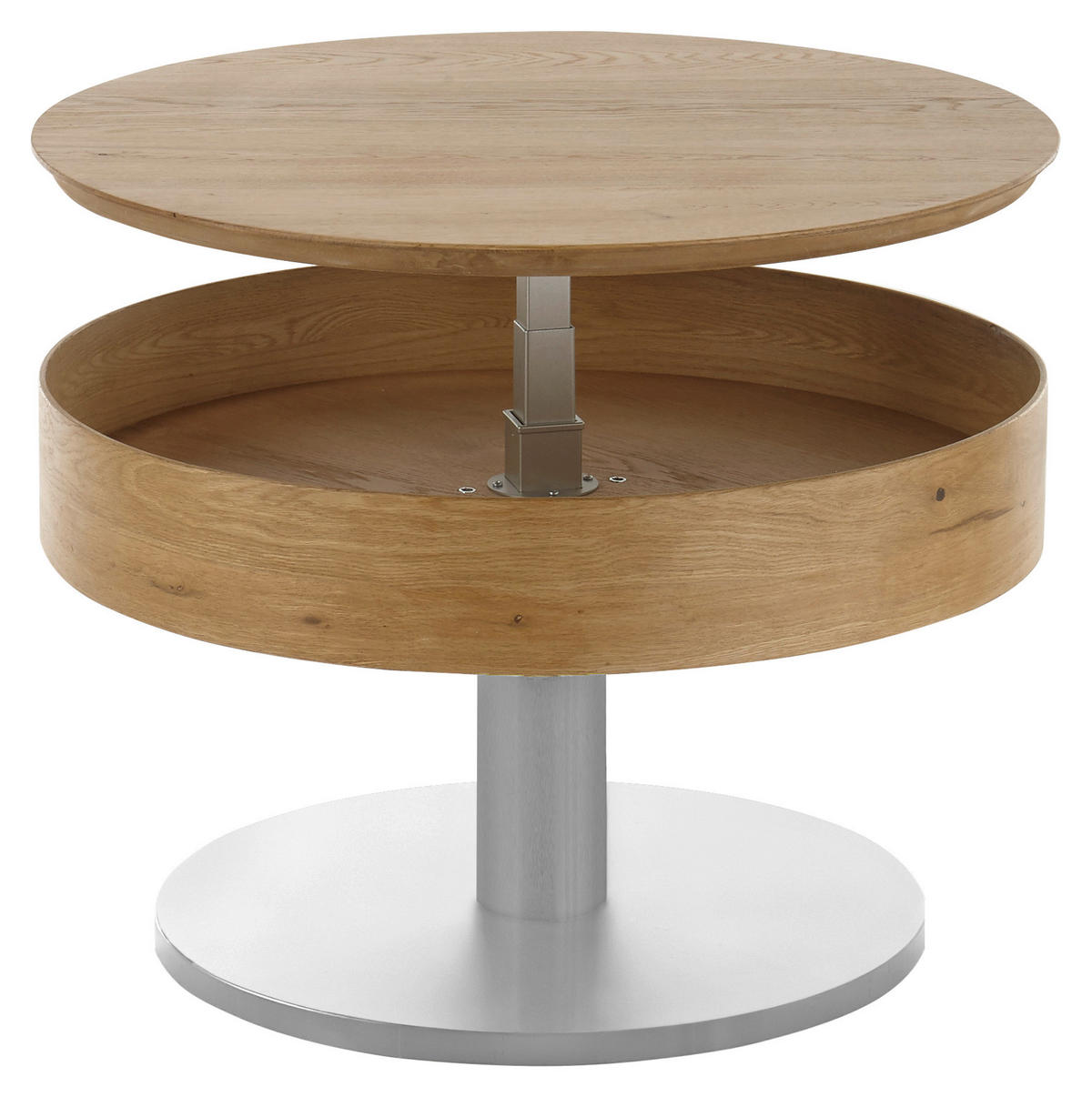 Măsuță De Cafea din lemn, metal, material pe bază de lemn, 60/60/47 cm   - culoare inox/culoare lemn stejar, Konventionell, lemn/metal (60/60/47cm) - Carryhome