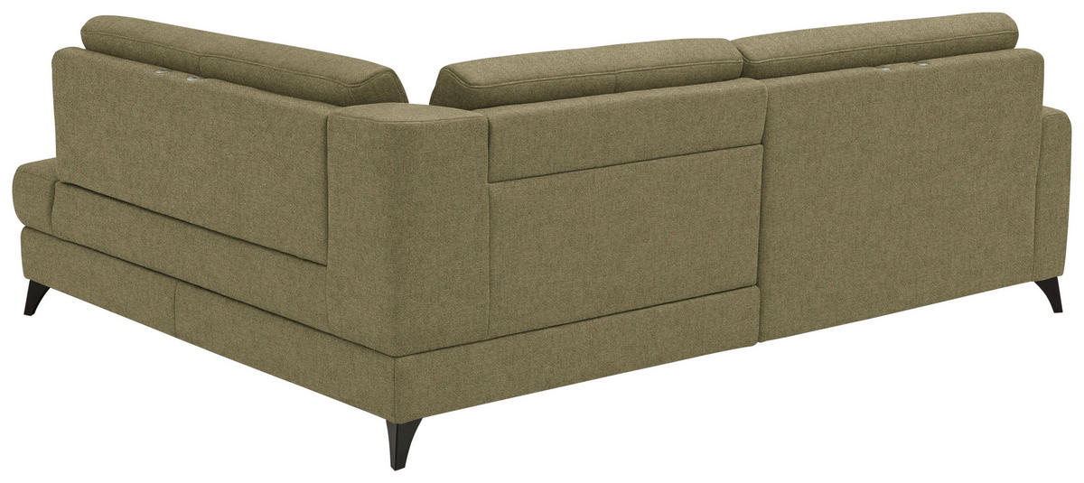 ECKSOFA  Chenille Schilfgrün  - Schilfgrün/Schwarz, Design, Textil/Metall (239/182cm) - Beldomo Comfort