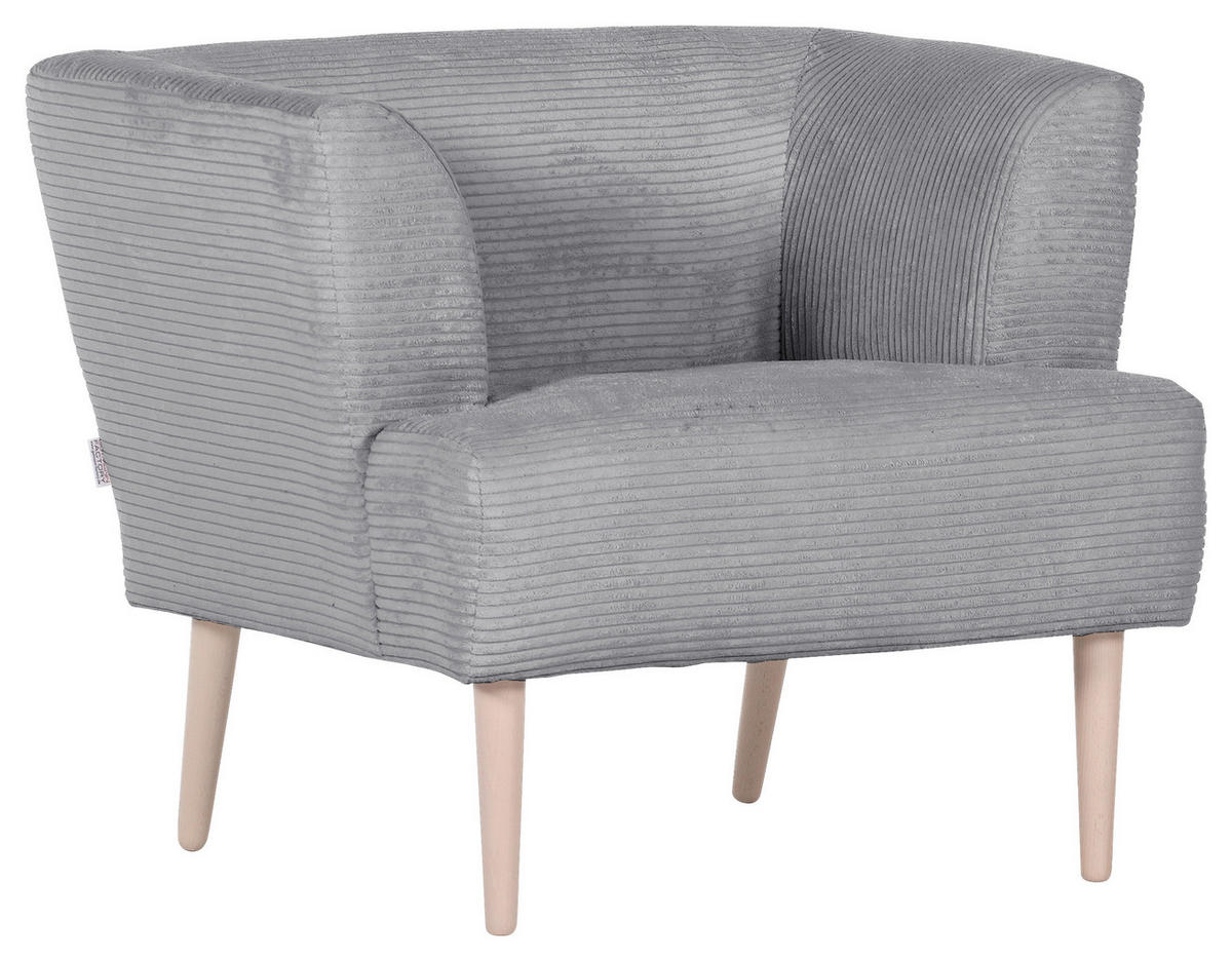 SESSEL in Cord Hellgrau  - Buchefarben/Hellgrau, Design, Holz/Textil (85/71/80cm) - Hom`in