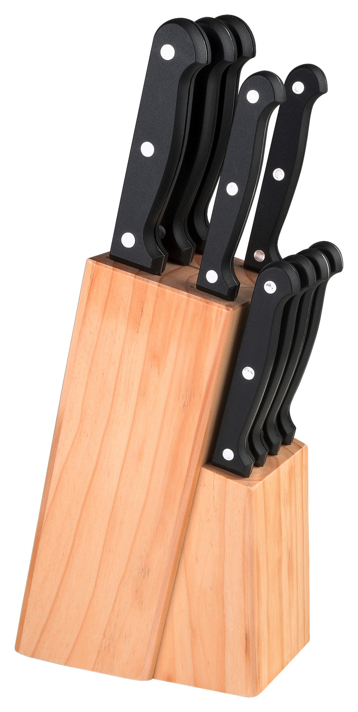 MESSERBLOCK 10-teilig - Edelstahlfarben, Basics, Holz/Metall (33/9/17cm) - Justinus