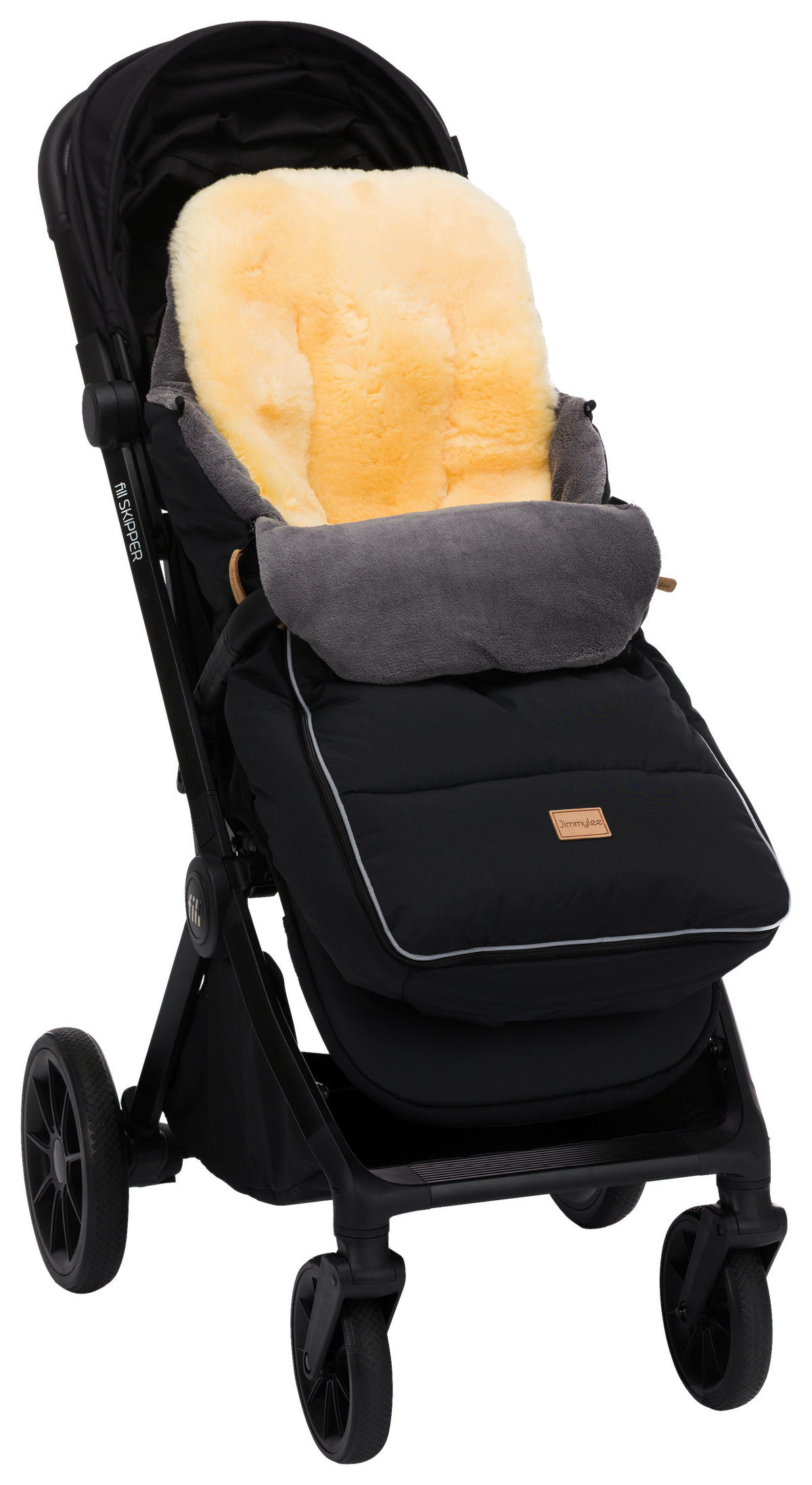 BUGGY-FUSSSACK Fluffy  - Schwarz, Trend, Leder/Textil (50/100cm) - Jimmylee