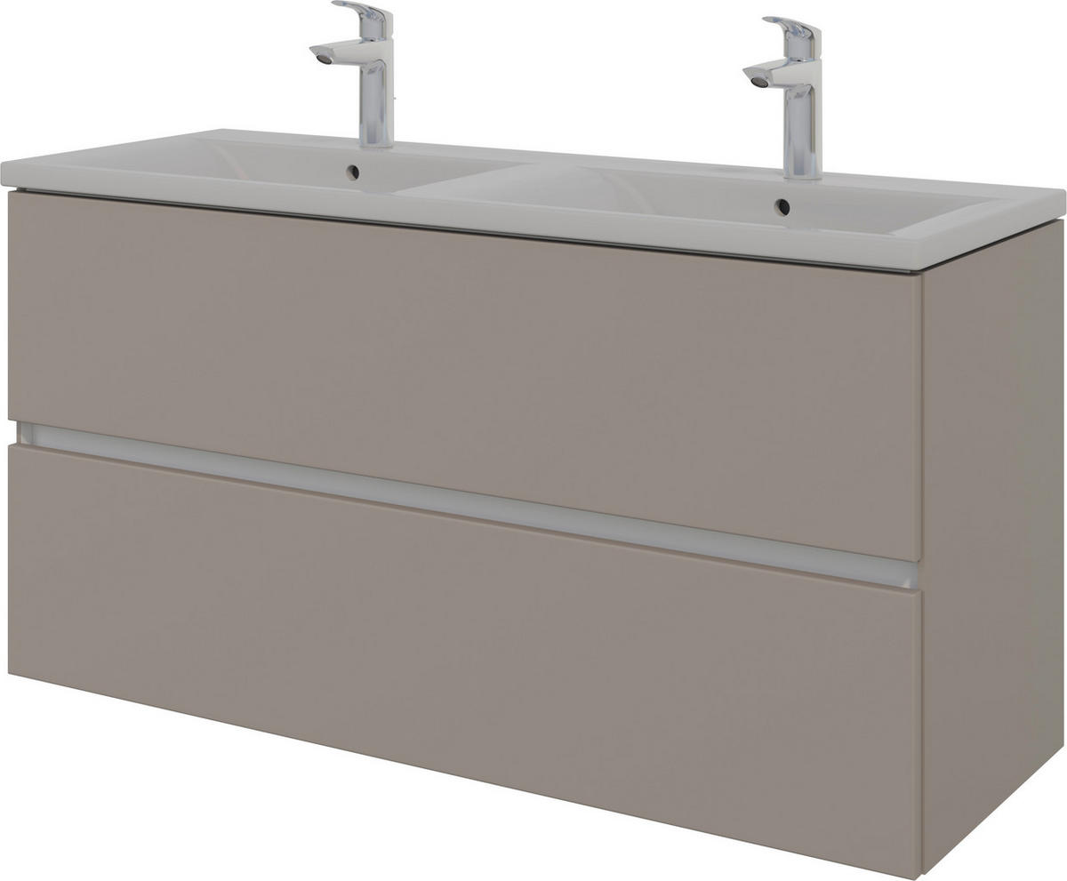 WASCHTISCHKOMBI 121 cm  - Beigebraun/Weiß, MODERN, Keramik/Holzwerkstoff (121cm) - Celina Home