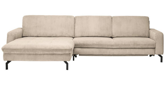 ECKSOFA Beige Cord  inkl. Rücken echt  - Beige/Schwarz, Design, Textil/Metall (178/302cm) - Carryhome