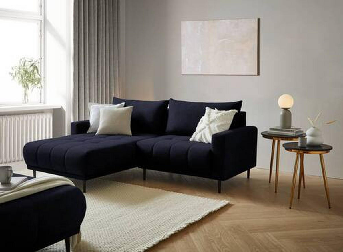 ECKSOFA in Flachgewebe Schwarz  - Schwarz, Design, Holz/Textil (160/215cm) - Stylife