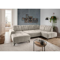 WOHNLANDSCHAFT Chenille Beige  - Beige/Schwarz, Modern, Textil/Metall (200/337/180cm) - Livetastic