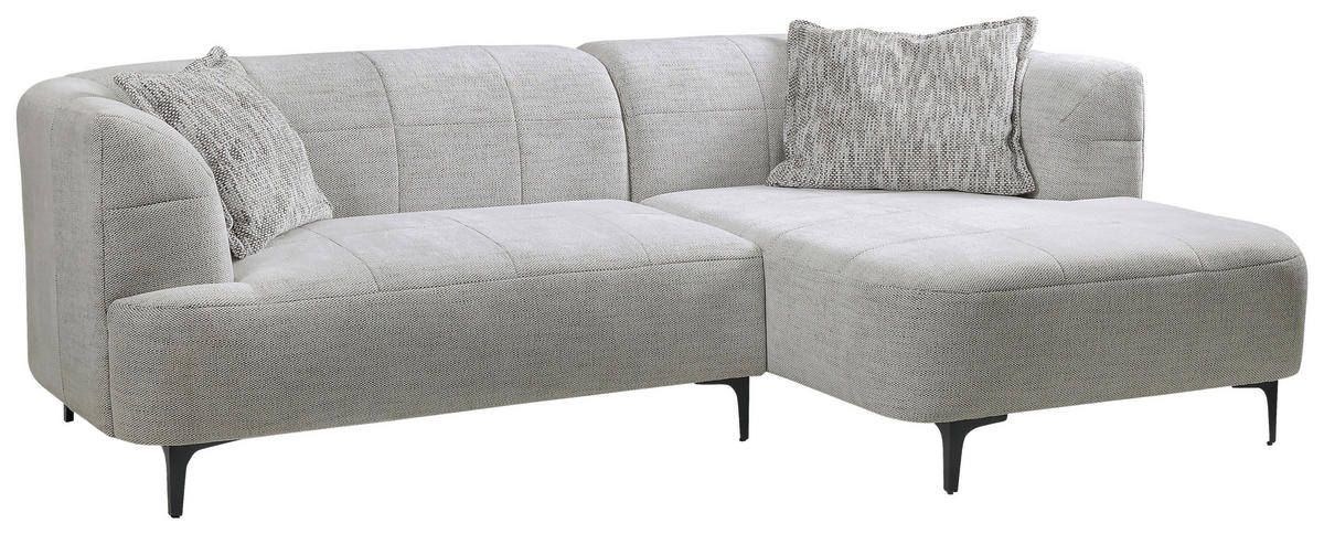 ECKSOFA in Struktur Hellgrau  - Hellgrau/Schwarz, Design, Textil/Metall (247/158cm) - MID.YOU