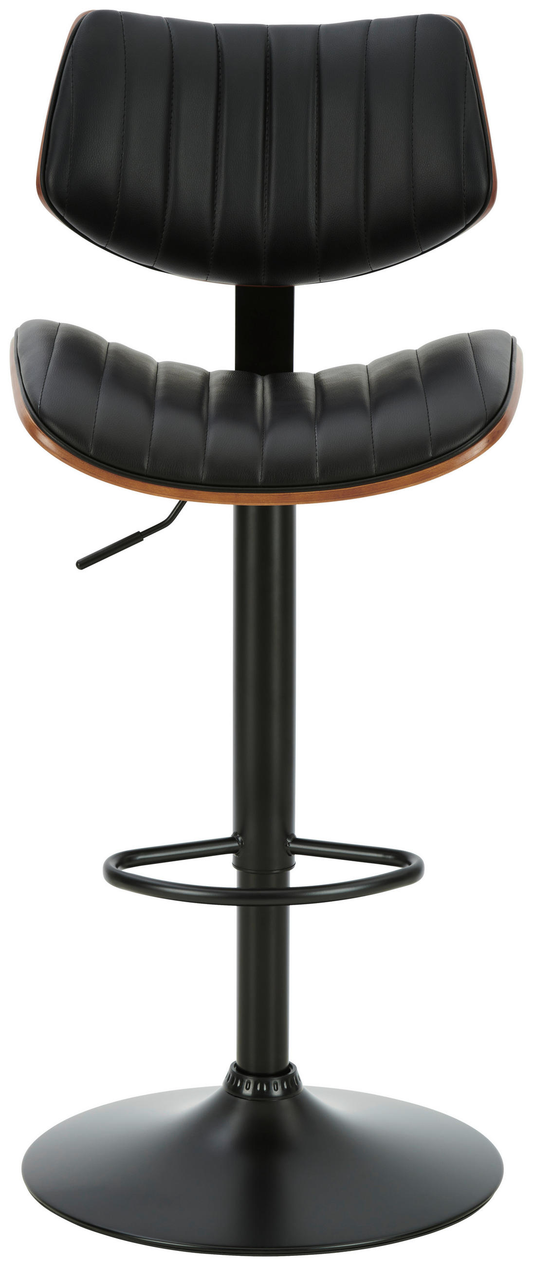 BARHOCKER Lederlook Schwarz, Walnussfarben Eisen Pappel furniert, Sperrholz Sitzfläche 360° drehbar  - Walnussfarben/Schwarz, MODERN, Holz/Textil (47/93-114/50cm) - Livetastic