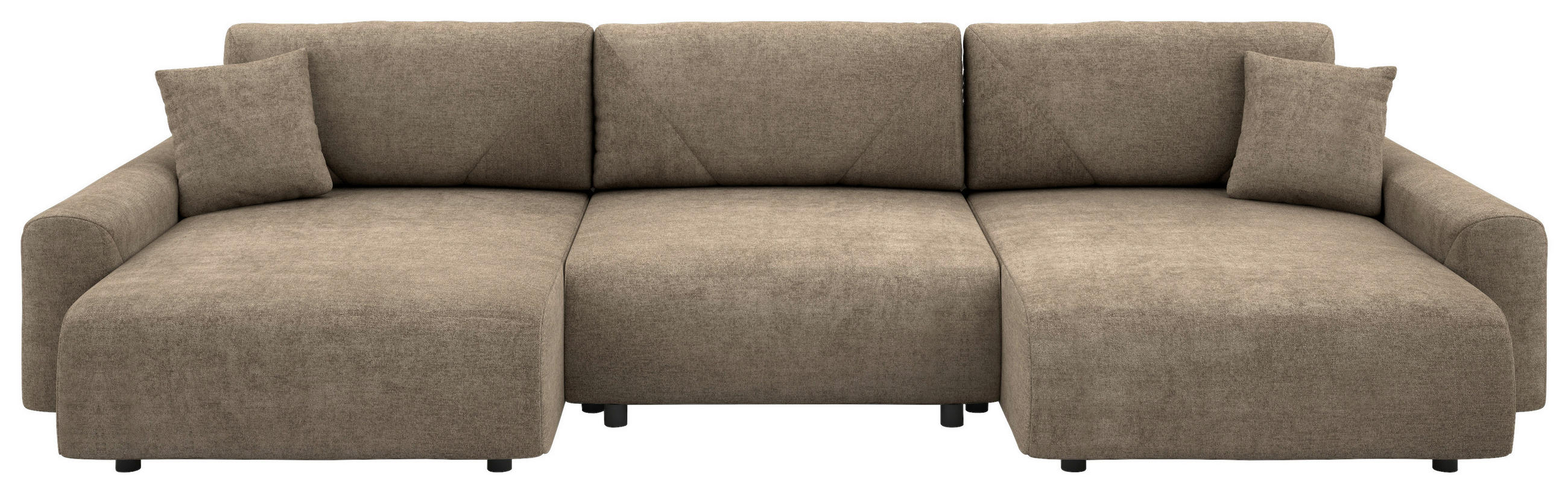 Wohnlandschaft inkl.Funktionen Braun Webstoff  - Schwarz/Braun, MODERN, Kunststoff/Textil (168/337/168cm) - Stylife