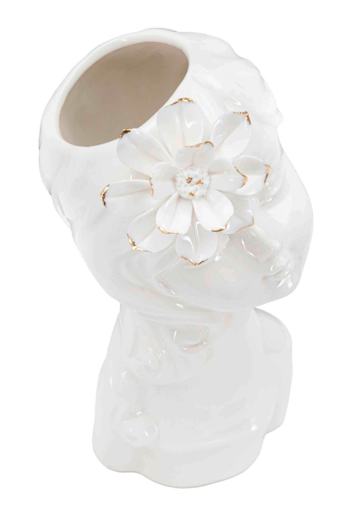 Vase Young Lady  - Goldfarben/Weiß, Basics, Keramik (10.5/24.7/10cm)