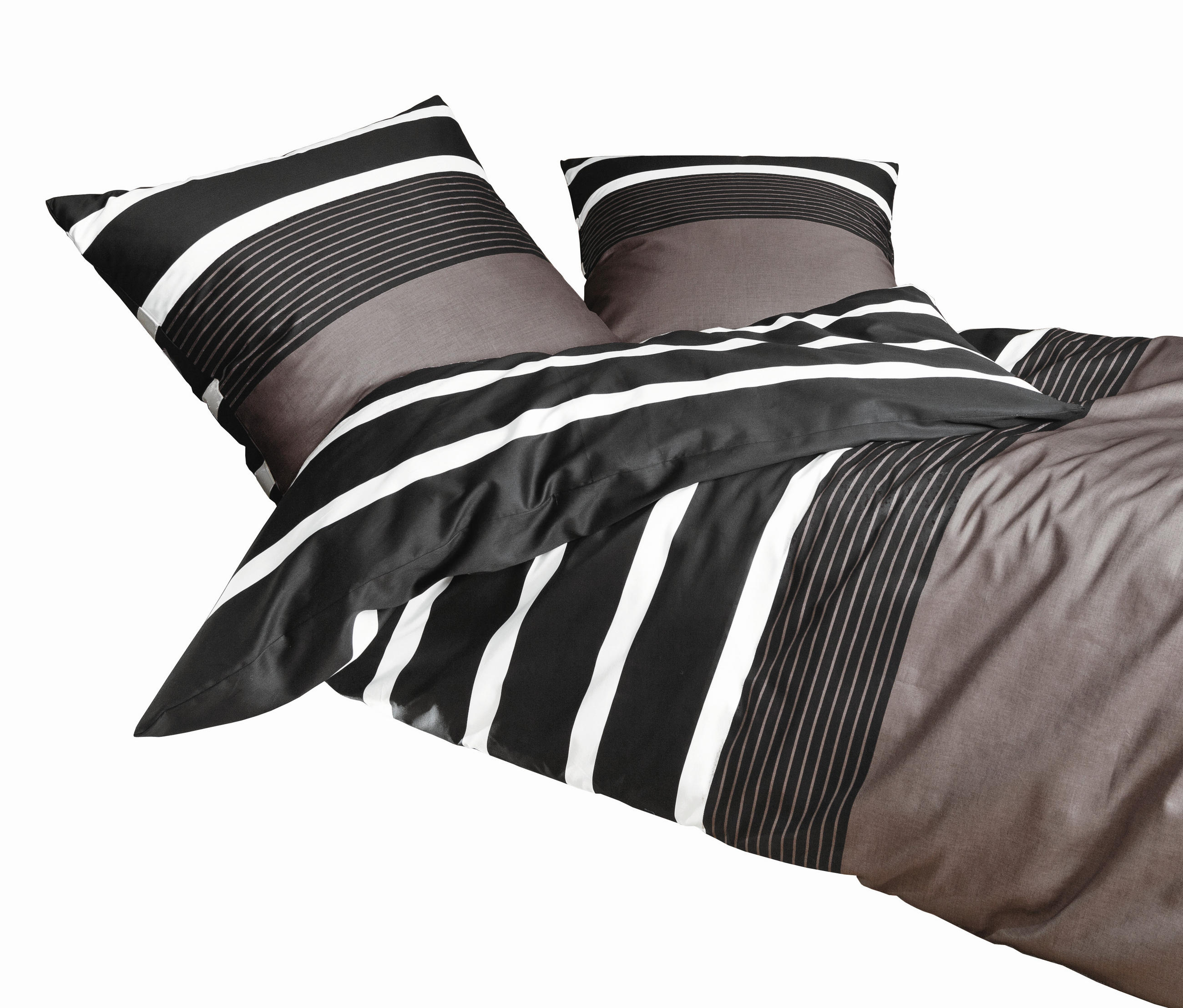 BETTWÄSCHE J.D. Makosatin 240/220 cm  - Schwarz/Braun, Basics, Textil (240/220cm) - Janine