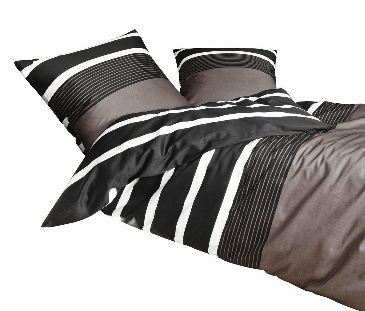 BETTWÄSCHE J.D. Makosatin 240/220 cm  - Schwarz/Braun, Basics, Textil (240/220cm) - Janine