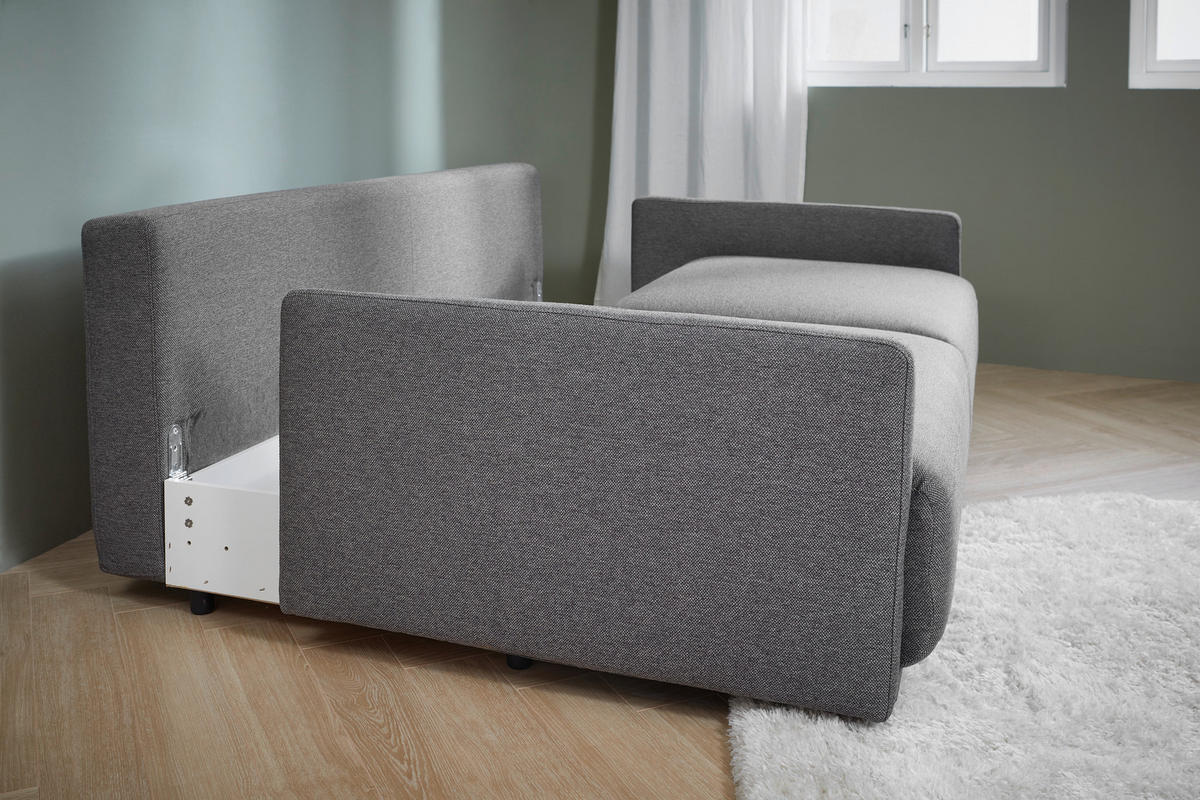 SCHLAFSOFA in Webstoff Dunkelgrau  - Dunkelgrau/Schwarz, Design, Kunststoff/Textil (217/95/110cm) - Livetastic