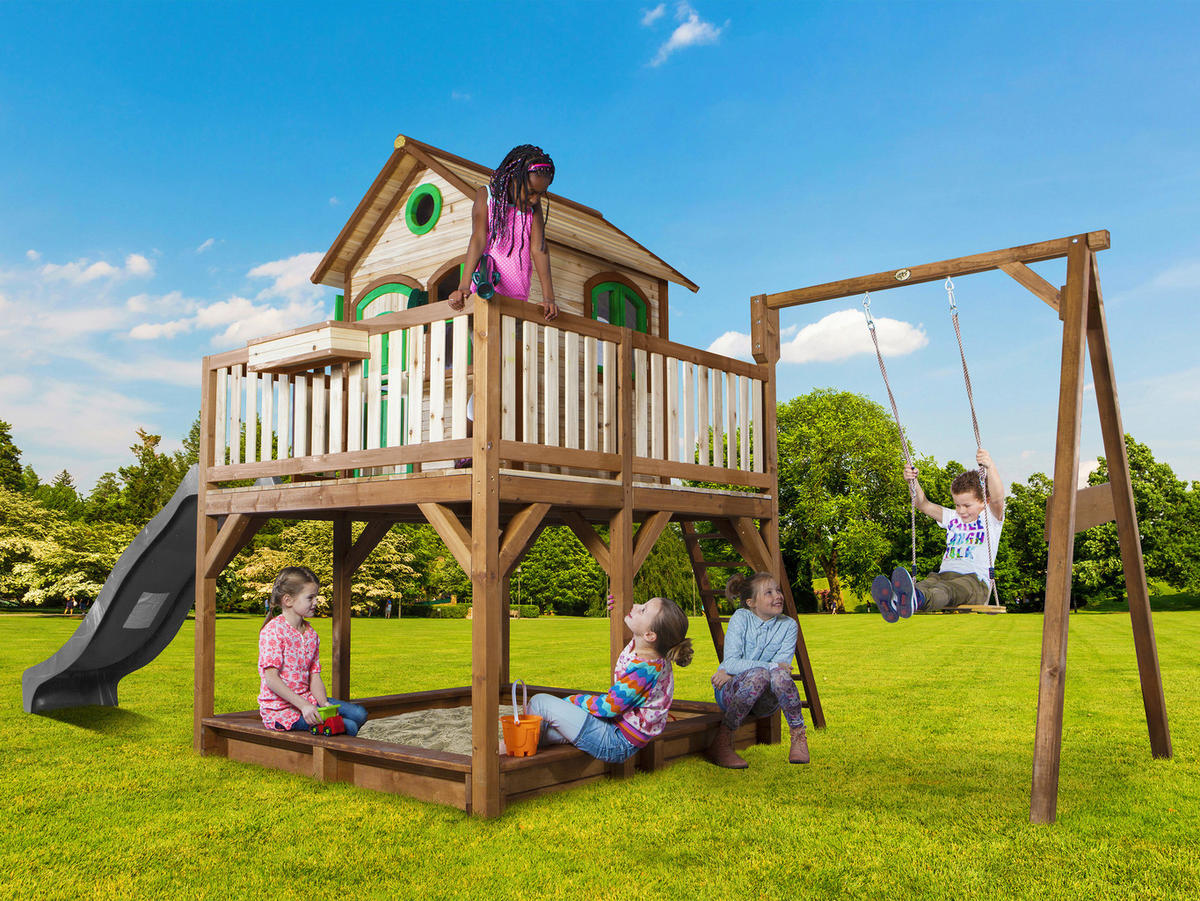 SPIELTURM 541/291/277 cm  - Braun/Grau, Konventionell, Holz/Kunststoff (541/291/277cm)