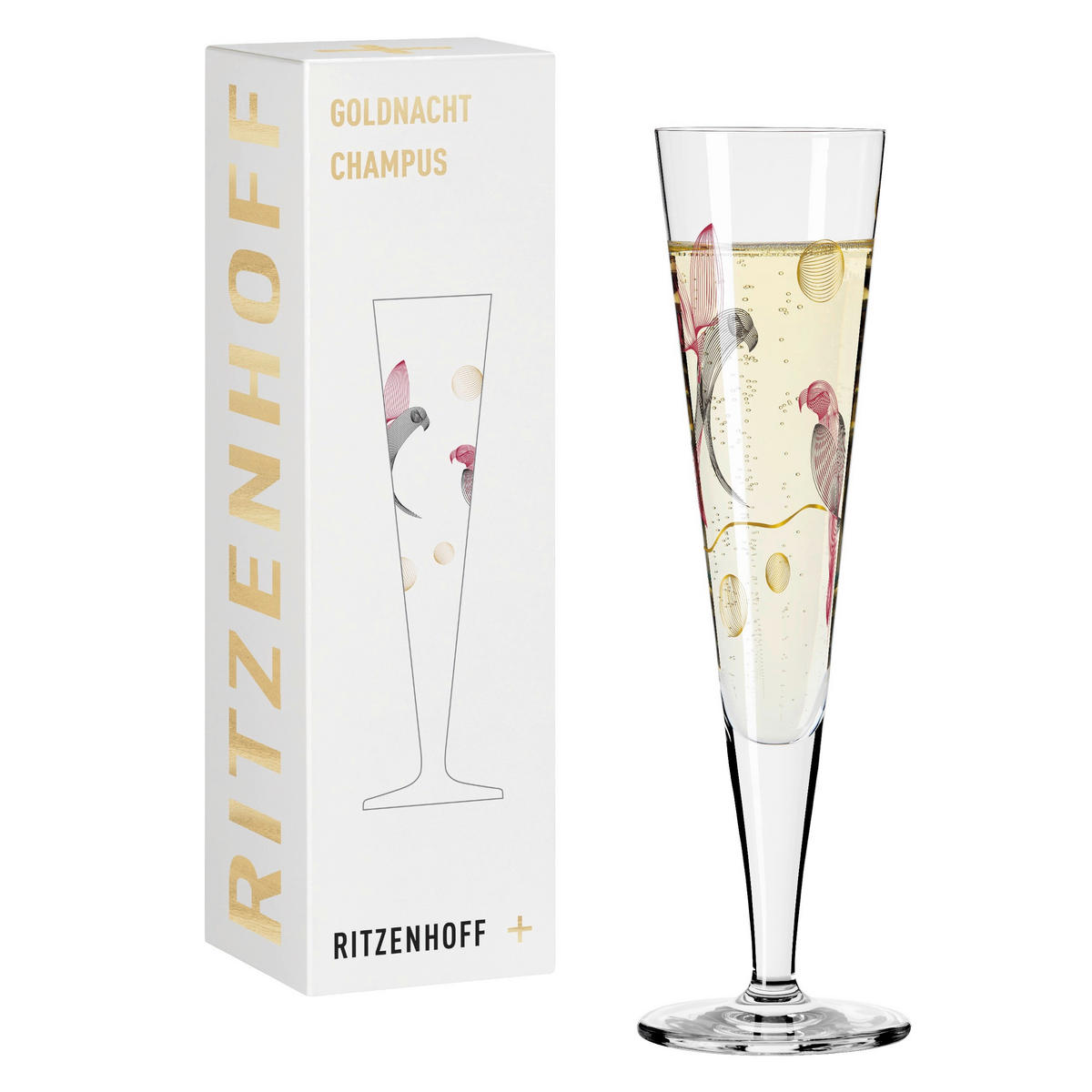 CHAMPAGNERGLAS 205 ml  - Rot/Goldfarben, LIFESTYLE, Glas (7,2/24cm) - Ritzenhoff