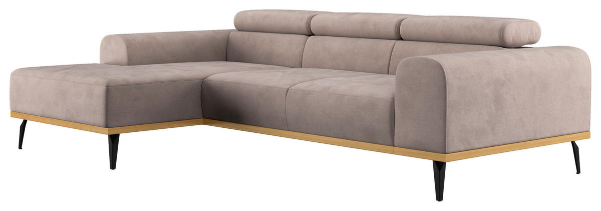 ECKSOFA Sandfarben Mikrofaser  - Sandfarben/Schwarz, KONVENTIONELL, Textil/Metall (157/244cm) - Cotta