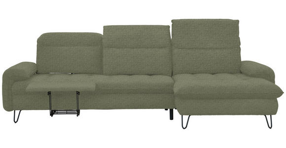 ECKSOFA in Flachgewebe Grün  - Schwarz/Grün, LIFESTYLE, Textil/Metall (310/180cm) - Valnatura