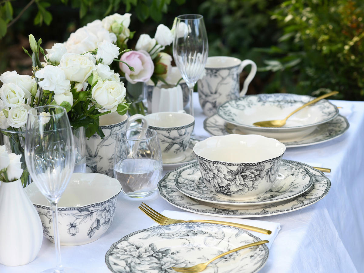 KAFFESERVIS Adelaide Grau 12 delar  - vit/grå, Basics, keramik - Creatable