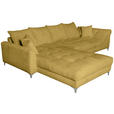 ECKSOFA Senfgelb Chenille  - Chromfarben/Senfgelb, KONVENTIONELL, Textil/Metall (227/329cm) - Carryhome