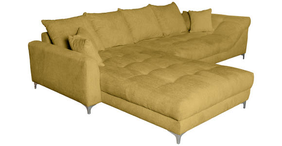 ECKSOFA Senfgelb Chenille - Chromfarben/Senfgelb, KONVENTIONELL, Textil/Metall (227/329cm) - Carryhome
