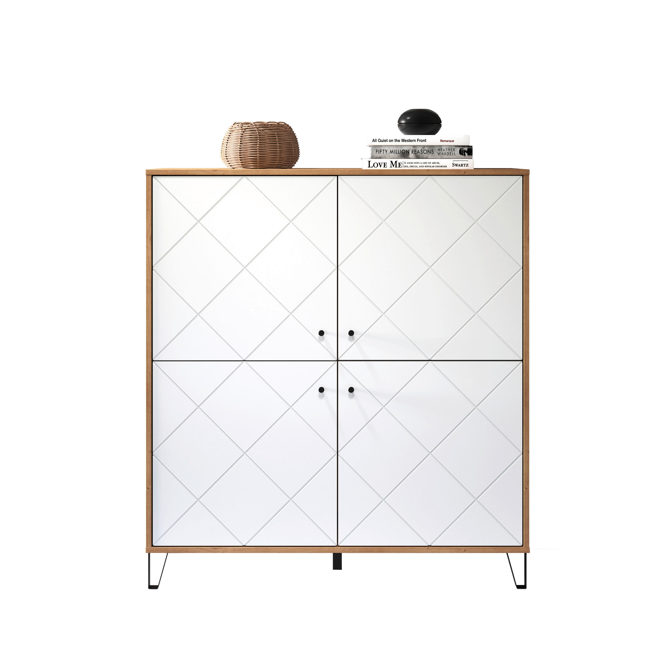 HIGHBOARD TOUCH 123/136/40 cm  - Schwarz/Weiß, Design, Holzwerkstoff/Kunststoff (123/136/40cm) - MID.YOU
