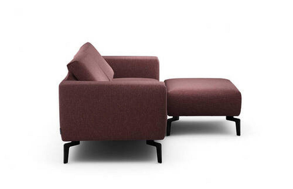 Zweisitzer inkl. Hocker in Chenille Rot  - Rot/Schwarz, Design, Textil/Metall (180/86/86-94cm) - SENSOO