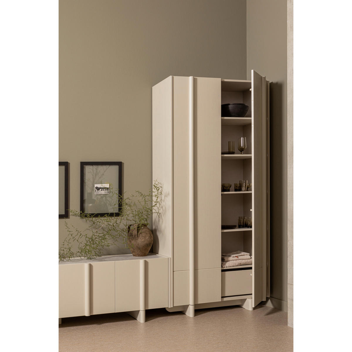 GARDEROBENSCHRANK Basu  in 101/210/46 cm  - Grauweiß, Design, Holz (101/210/46cm) - Livetastic