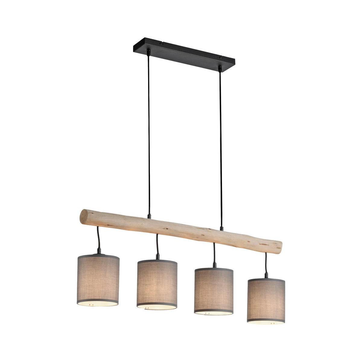 PENDELLEUCHTE Tribu 82,5/13,5/60-120 cm   - Taupe/Schwarz, Natur, Holz/Kunststoff (82,5/13,5/60-120cm)