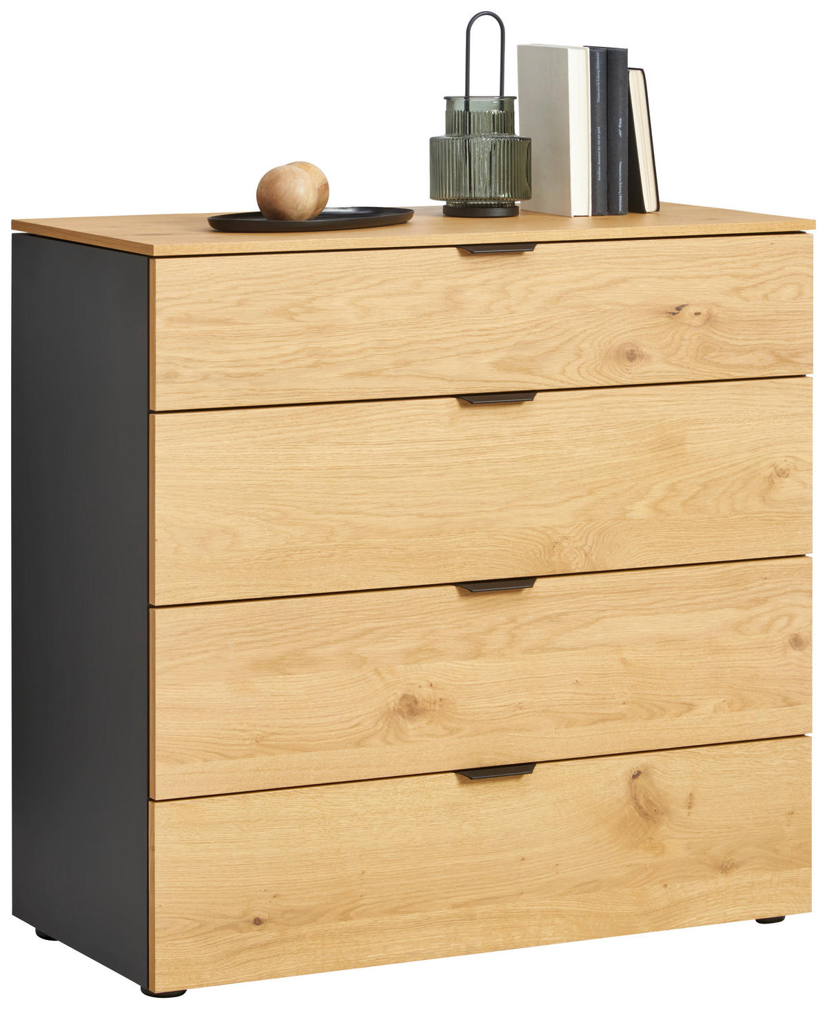 KOMMODE 90/87/43 cm  in Schwarz, Eichefarben  - Eichefarben/Schwarz, Design, Holz/Holzwerkstoff (90/87/43cm) - Jutzler