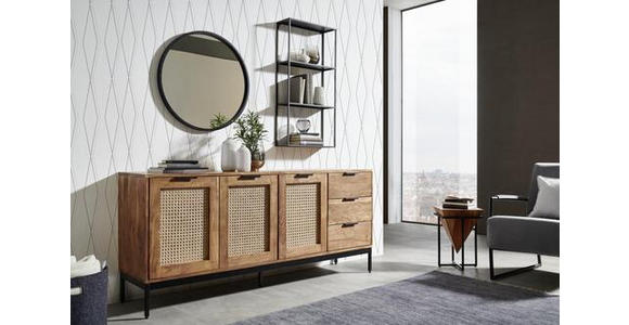 SIDEBOARD Wiener Geflecht in 170/75/40 cm - Schwarz/Akaziefarben, LIFESTYLE, Holz/Metall (170/75/40cm) - Landscape