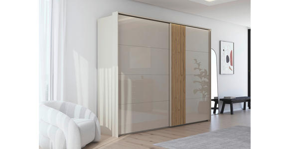SCHWEBETÜRENSCHRANK 262/223/68 cm 2-türig Eichefarben, Champagner - Champagner/Eichefarben, Design, Glas/Holzwerkstoff (262/223/68cm) - Novel