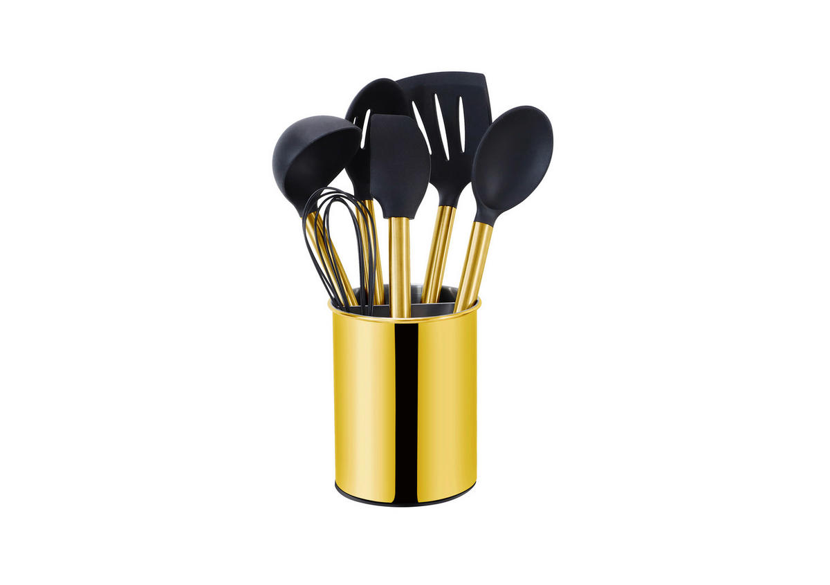 KÜCHENHELFERSET  - Goldfarben/Schwarz, Basics, Kunststoff/Metall (13cm) - Echtwerk