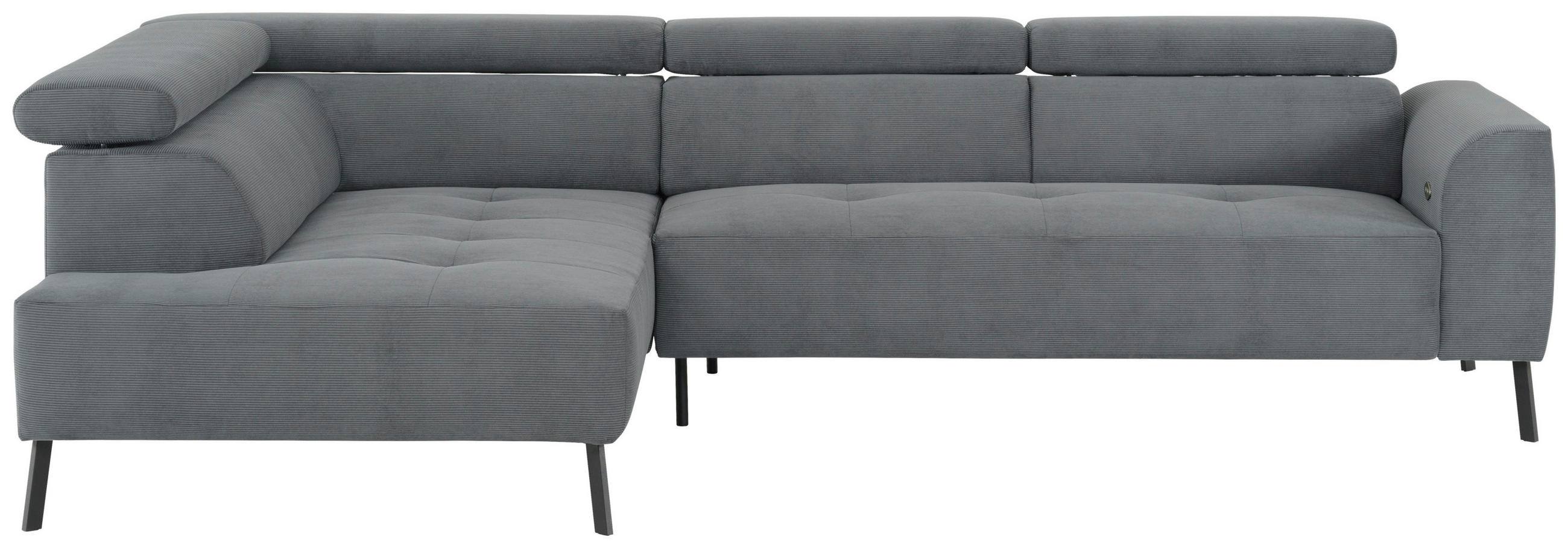 ECKSOFA in Feincord Anthrazit  205/280 cm  - Anthrazit/Schwarz, Design, Textil/Metall (205/280cm) - Xora