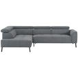 ECKSOFA in Feincord Anthrazit  205/280 cm  - Anthrazit/Schwarz, Design, Textil/Metall (205/280cm) - Xora