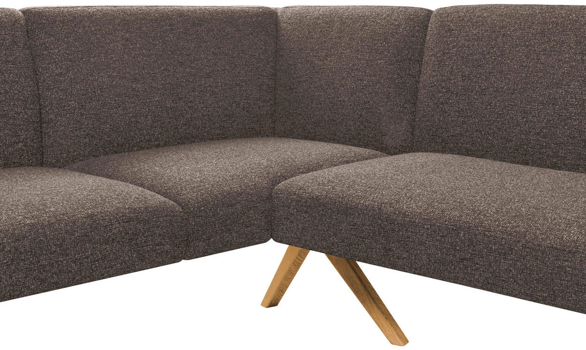 ECKBANK 238/172 cm Webstoff Braun Eiche vollmassiv   - Eichefarben/Braun, KONVENTIONELL, Holz/Textil (238/172cm) - Linea Natura