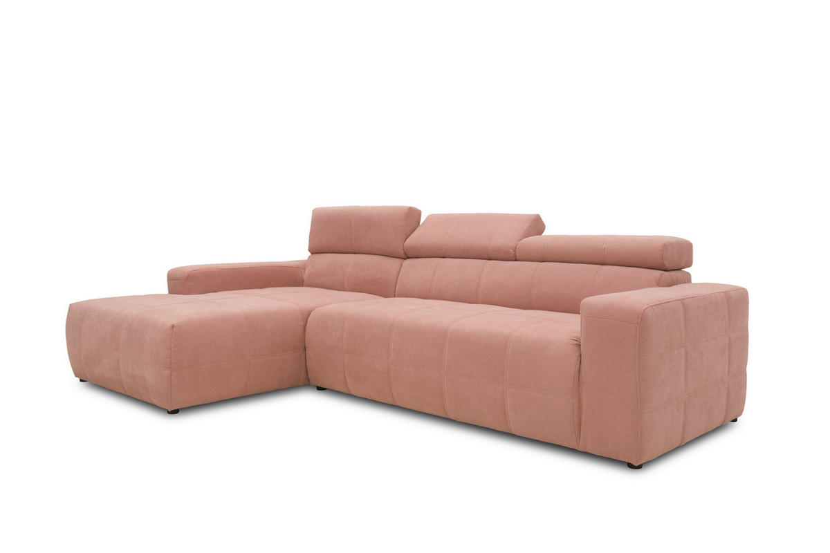 ECKSOFA Rosa Mikrofaser  - Schwarz/Rosa, Design, Kunststoff/Textil (175/285cm) - MID.YOU