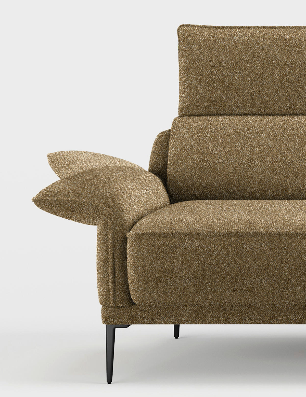 ECKSOFA in Bouclé Hellbraun  - Hellbraun/Schwarz, Design, Textil/Metall (330/186cm) - Johann Jakob