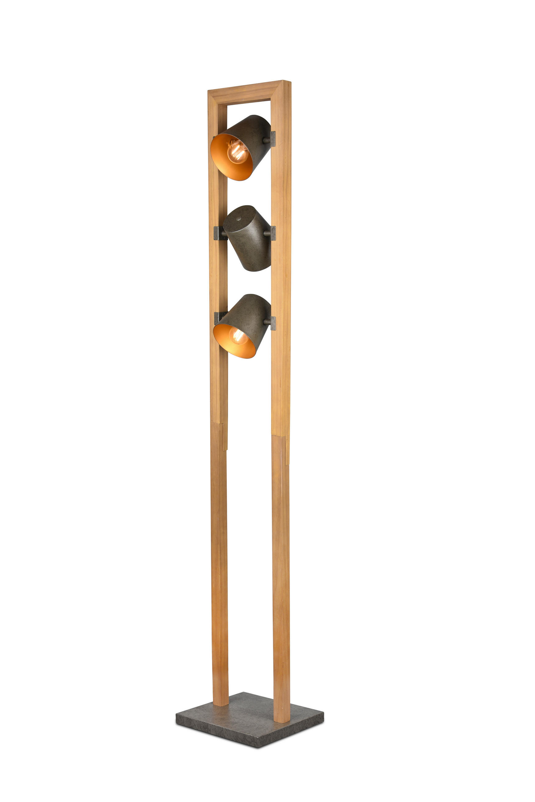 STEHLEUCHTE  25/150/25 cm   - Goldfarben/Grau, Natur, Holz/Metall (25/150/25cm) - Trio Leuchten