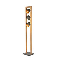 STEHLEUCHTE  25/150/25 cm   - Goldfarben/Grau, Natur, Holz/Metall (25/150/25cm) - Trio Leuchten