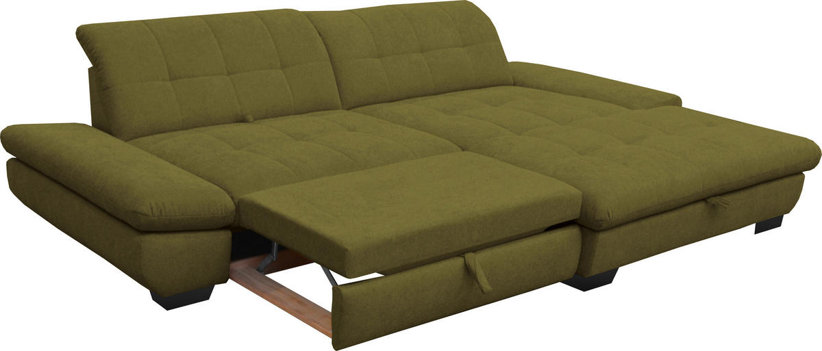 ECKSOFA in Mikrofaser Grün  - Schwarz/Grün, Design, Textil/Metall (290/198cm) - Xora