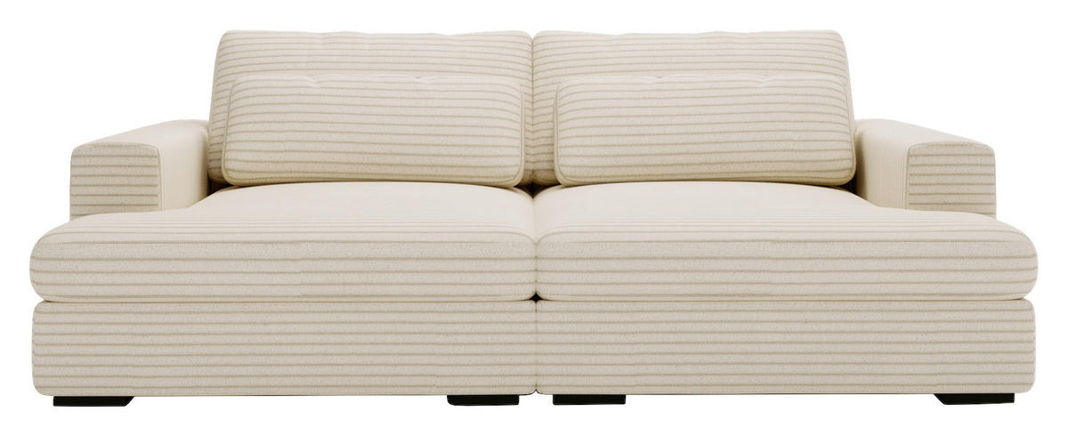 BIGSOFA  in Cord Naturfarben  - Schwarz/Naturfarben, Design, Textil (218/80/158cm) - Lomoco