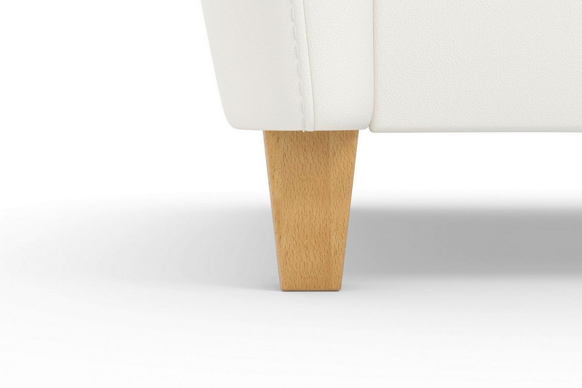 DVOJMIESTNA POHOVKA, biela, pravá koža - biela/farba duba, Basics, koža/drevo (149/89/89cm) - Sit & More