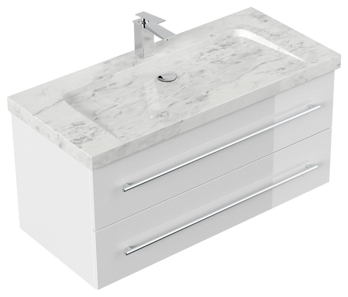 WASCHTISCHKOMBI 100 cm  - Weiß Hochglanz/Weiß, Basics, Holzwerkstoff/Stein (100cm) - MID.YOU