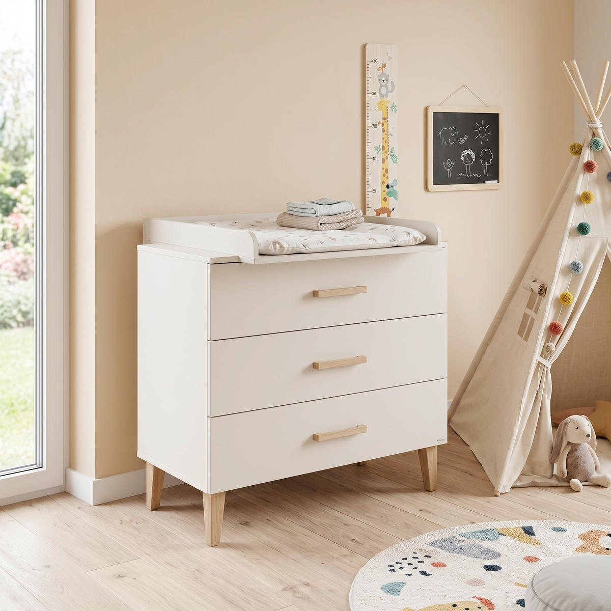 WICKELKOMMODE TAMI Weiß, Eichefarben  - Eichefarben/Weiß, Basics, Holz/Holzwerkstoff (110/101/77cm) - Pinolino