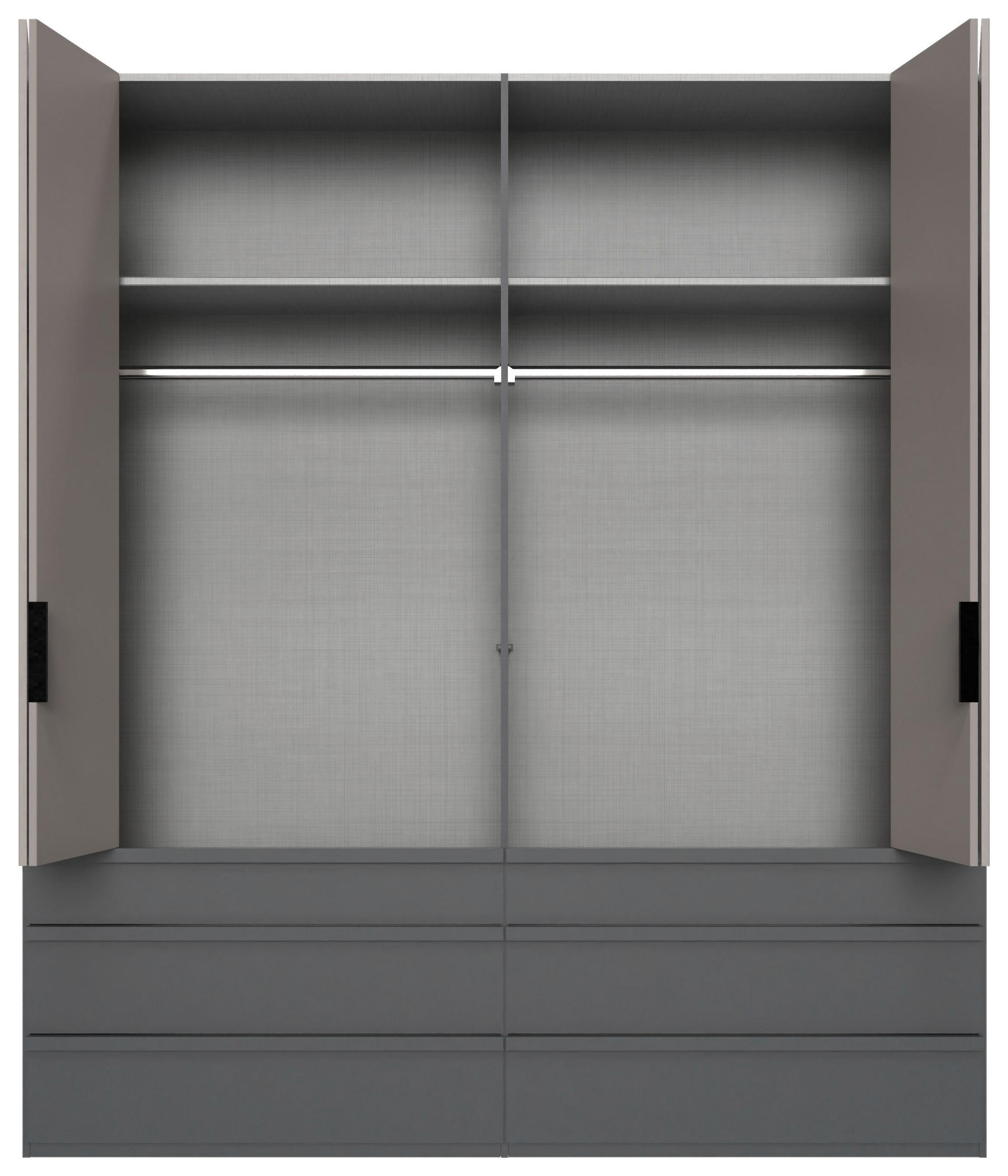 FALTTÜRENSCHRANK 200/236/58 cm 2-türig Graphitfarben, Grau, Sahara  - Schwarz/Graphitfarben, Design, Glas/Holzwerkstoff (200/236/58cm) - Boxxx