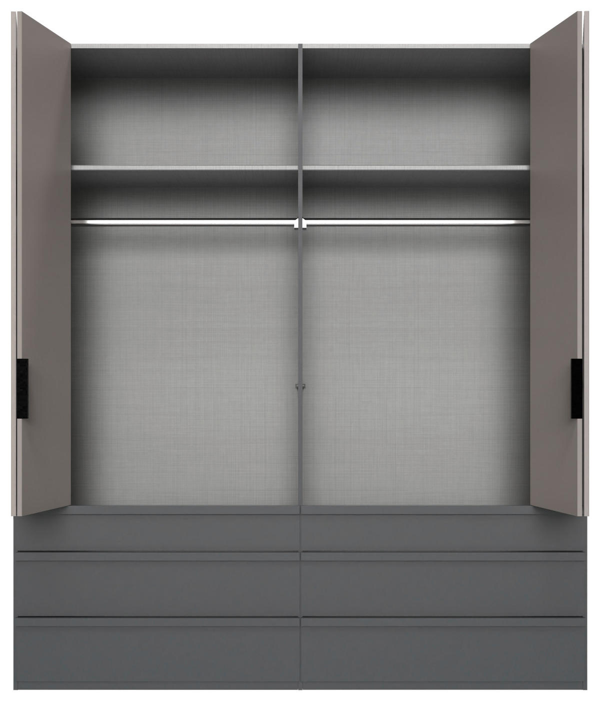 FALTTÜRENSCHRANK 200/236/58 cm 4-türig Graphitfarben, Grau, Sahara  - Schwarz/Graphitfarben, Design, Glas/Holzwerkstoff (200/236/58cm) - Boxxx