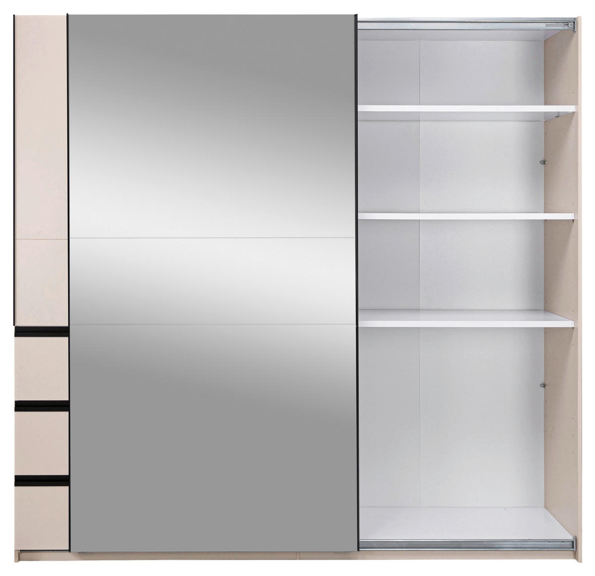 SCHIEBETÜRENSCHRANK 215/205/61,5 cm 2-türig Kaschmir  - Kaschmir/Schwarz, MODERN, Holzwerkstoff/Metall (215/205/61,5cm) - MID.YOU