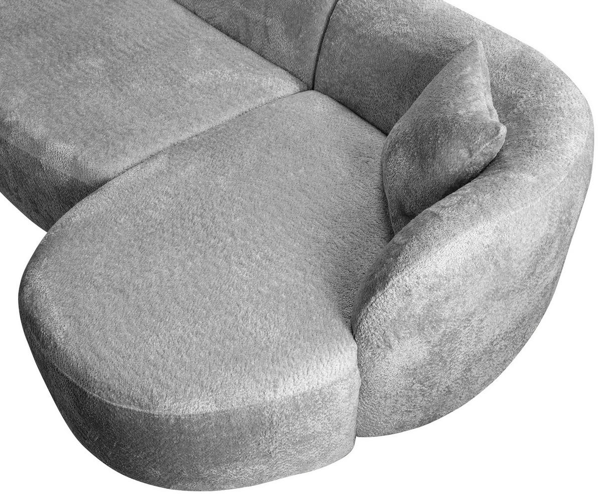 ECKSOFA in Bouclé Hellgrau  - Hellgrau/Schwarz, Design, Kunststoff/Textil (264/143cm) - MID.YOU