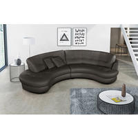 ECKSOFA Dunkelbraun Echtleder Lederlook  - Dunkelbraun/Schwarz, Design, Leder/Kunststoff (113/300cm) - Livetastic